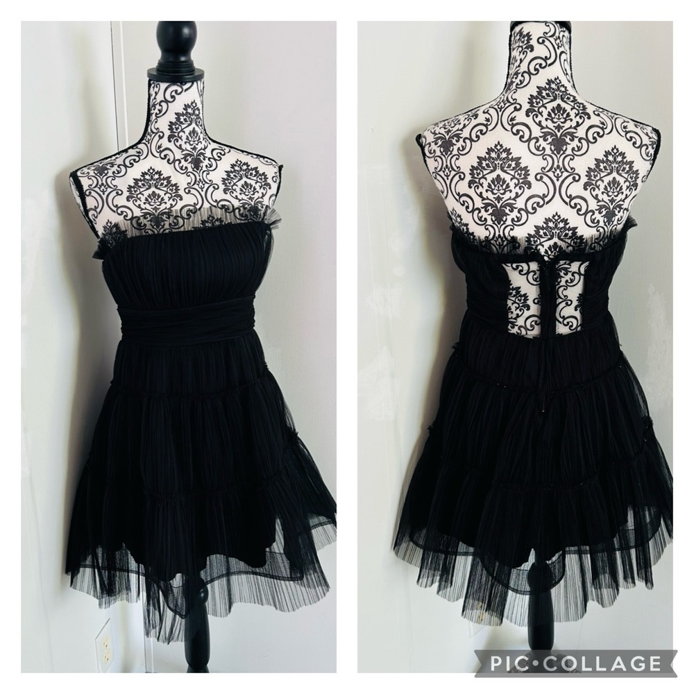 Crystal Sky Women’s Black Tiered Strapless Mini Fit & Flare Tulle Dress NWT